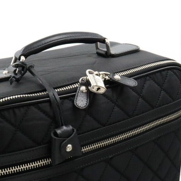 CHANEL CC Quilted Nylon Luggage Carry-on Trolley Wheels Travel Bag Baggage Tote - Picture 9 of 16